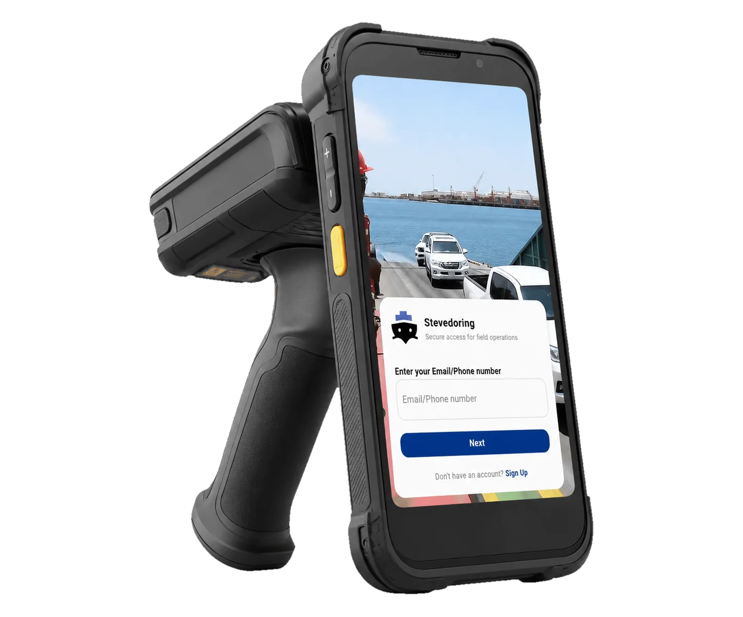 The Stevedoring App on a rugged handheld device